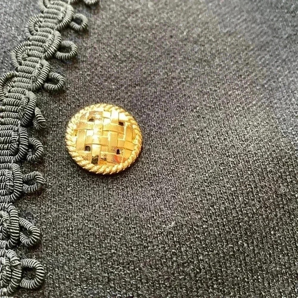 Sioni Black Open Front Cardigan Sweater with Gold Colored Buttons, Size Medium. - Picture 6 of 13
